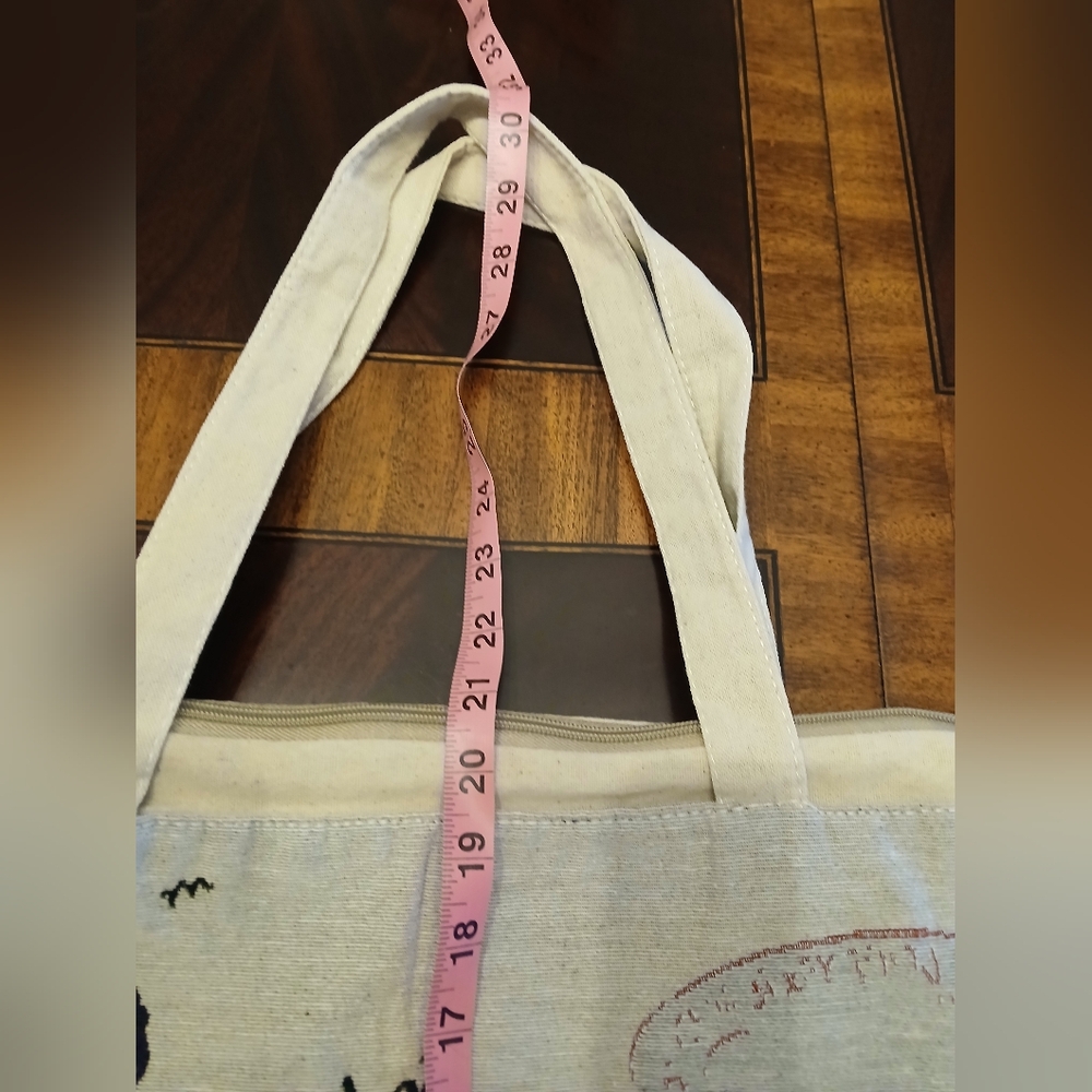 🖤Butterfly Print Tote Bag - Cream and Purple - Picture 7 of 7